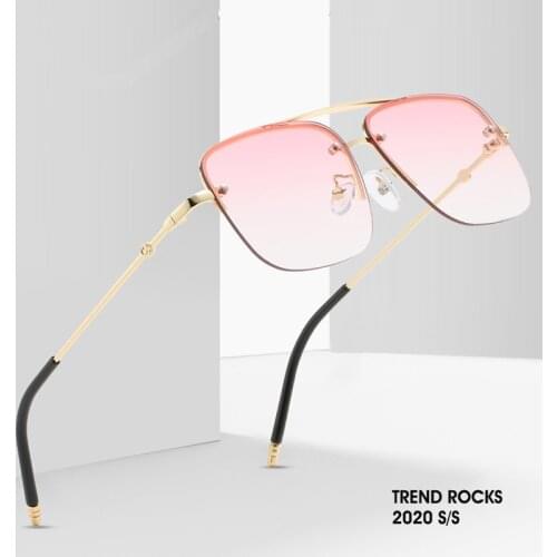 2020 Square Sunglasses Women High Quality Fashion Half frame Frame Brand Gradient Sunglasses For Women UV oculos feminino