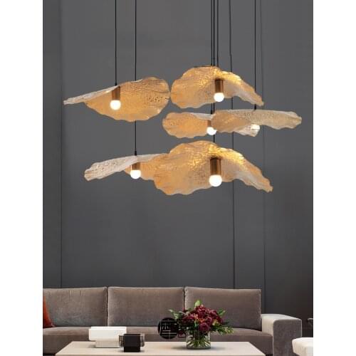 Nordic Lotus Leaf Led Pendant Lights Dining Room Restaurant Bar Metal Pendant Lamp Living Room Decor Suspension Light Fixtures