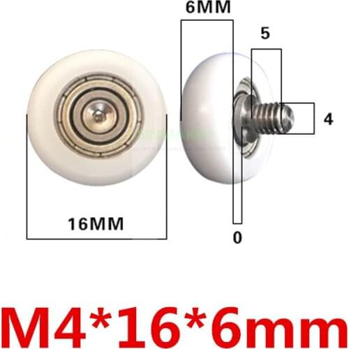 SWMAKER M4*16*6mm M4 screw thread plastic wrap bearing pulley drawer refrigerator roller nylon POM