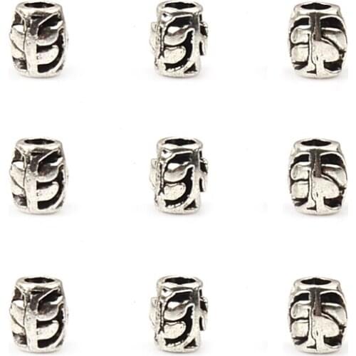 Tibetan Antique Silver Color Column Tube Metal Beads Loose Spacer Beads For Jewelry Making DIY Charm Bracelets