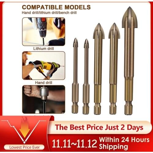 5pcs Efficient Universal Drilling Tool Cemented Carbide Drill Bit Ceramic Brick Wall Hole Opening Power Tools Drill Accessories