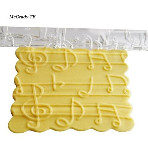 Music Note Design Rolling Pin Textured Embossing Transparent Embossing Fondant Sugar Craft Cake Decorating Tools Rolling Pin