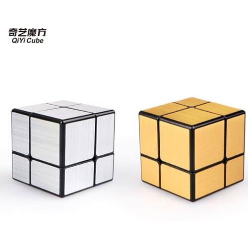 Mirror 2x2x2 Magic Cube Qiyi Mirror Blocks Magic Cube Puzzle cubo magico Toys For Children Kids - Black + Silver