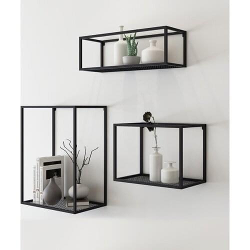 Nordic Iron Wall Shelf Holder Wall-Mounted Hanging Shelf Storage Rack Living Room Bedroom Decoration Hanging Organizer Bookshelf