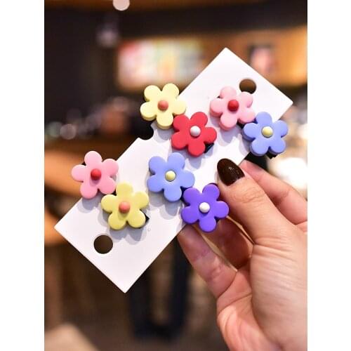 Jolly S Kids Girls Hair Accessories Korean Style Women Flower Hair Clip Barrete Set Simple Candy Colors Hairpin 4-6pcs/set
