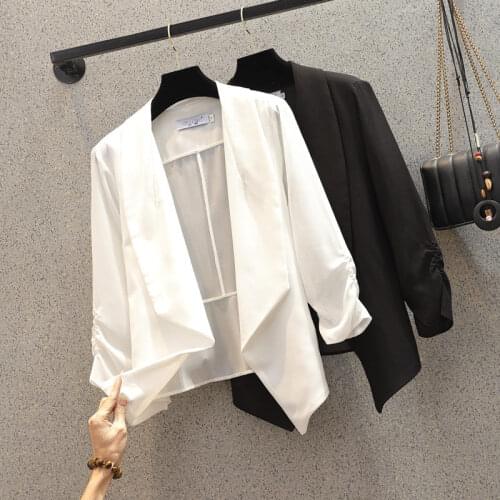 No Buckle Plus Size Summer Blazer Women 2021 New Fashion Korean Slim Suit Jacket Sunscreen Cardigan Top Female Shirt Coat zh810