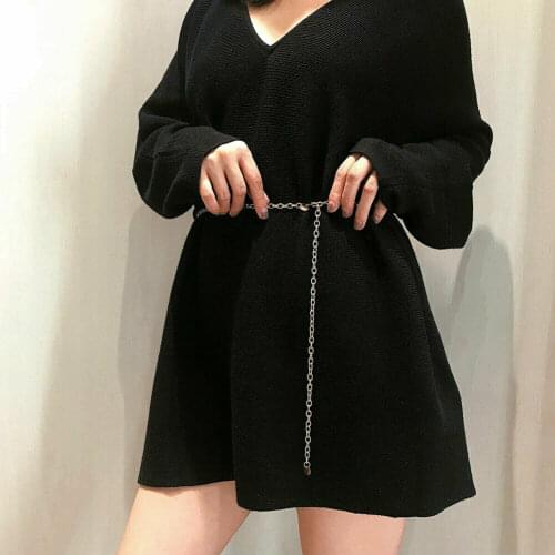 Women Gold Silver Thin Chain Waist Body Small Dress Chain Belt Ladies Tassel Sequins Metal Belt ketting riem W3