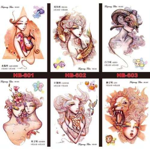 1000pcs/Lot Rub-on Full Arm Tattoo Waterproof Temporary Tattoo Dreamcatcher Chinese Zodiac Body Paste Sticker Free Shipping #396