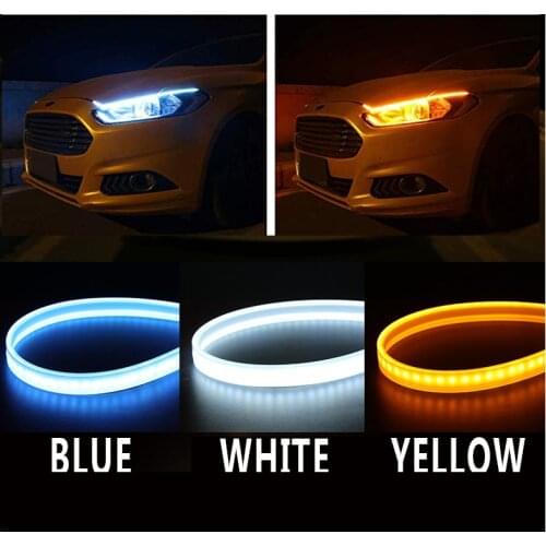 2PCS 60cm Waterproof Flexible Universal Car led DRL Daytime Running Light Flow Runs Headlight LED Strip Brake Turn Signal Lights