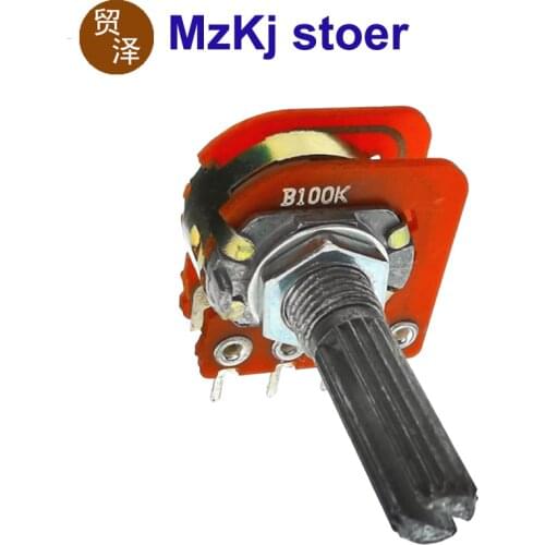 5PCS New WH148-B100-25MM 100KBX2 16 Type Sound Volume potentiometer Double 8 Feet with Center Tap B100K 100K For RH2702