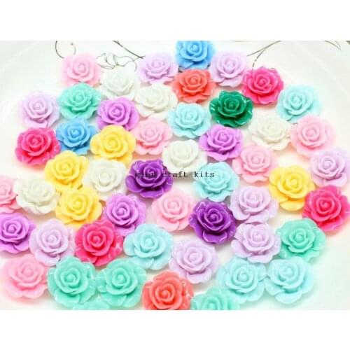 200pcs big 22mm round cabochon rose resin Flat Back Round Resin flower DIY Kawaii Scrapbook Beads Crafts Resin