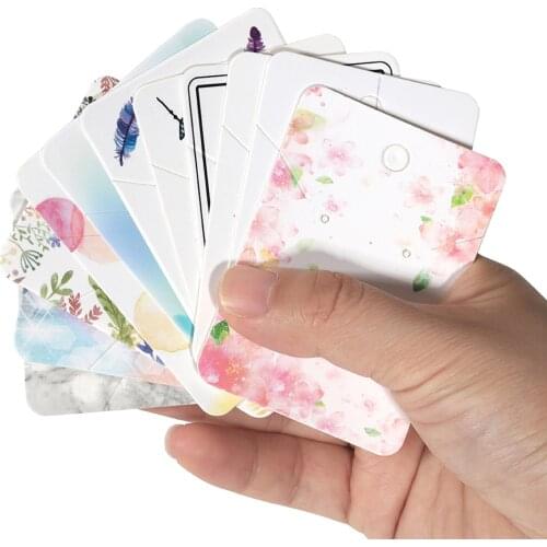 30pcs 5X7cm Flower Earrings Jewelry Display Card Packaging Necklaces Cardboard Label Tags Ear Studs Kraft Paper Card DIY