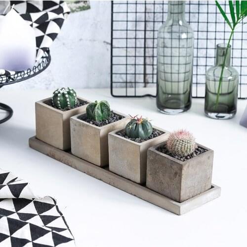 4Sets/Lot Creative Rectangle Vase Concrete Planter Mold Handmade Craft Home Decoration Cement Flowerpot Molds