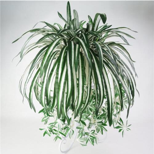5 forks Artificial Flower Bracketplant Chlorophytum Orchids Plastic Rattan Wall Flower Silk Flower Artificial Plant Home Decor