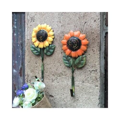 American country rural retro wrought iron sunflower sun flower decoration hook wall decoration wall hanging