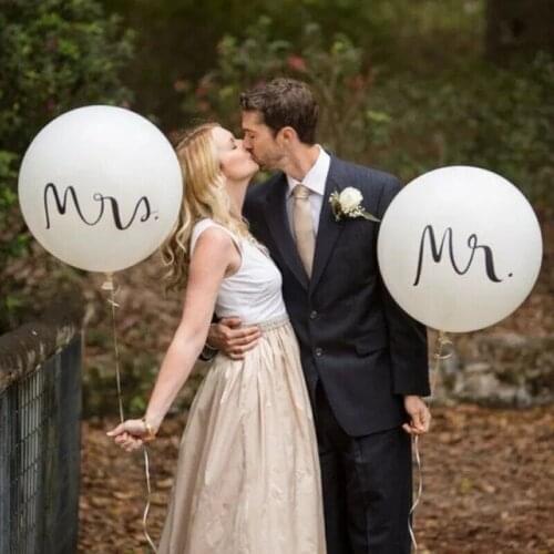 Big Size 36inch Mr Mrs White Latex Balloons for Wedding Party,Bridal, Bride To Be, Engaged Party Air Globos Party Supplies