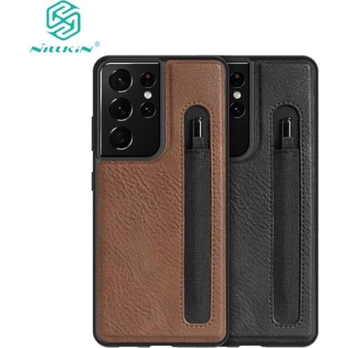 For Samsung Galaxy S21 Ultra Case With Stylus S-Pen socket Nillkin Aoge Leather Back Cover With Pen Slot Case For S21 Ultra