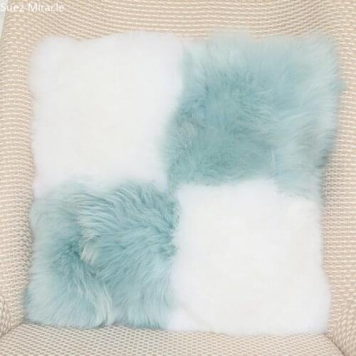 Pure wool chair mat sheepskin sofa grid cushion office dining chair mat plus thicken long hair students meditation pillow