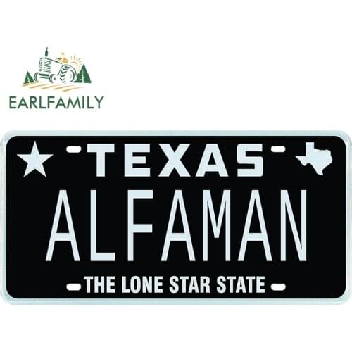 EARLFAMILY Auto Car Stickers for Texas License Plate Style Waterproof Decals Trunk Bumper Windows Decoration Car Wrap