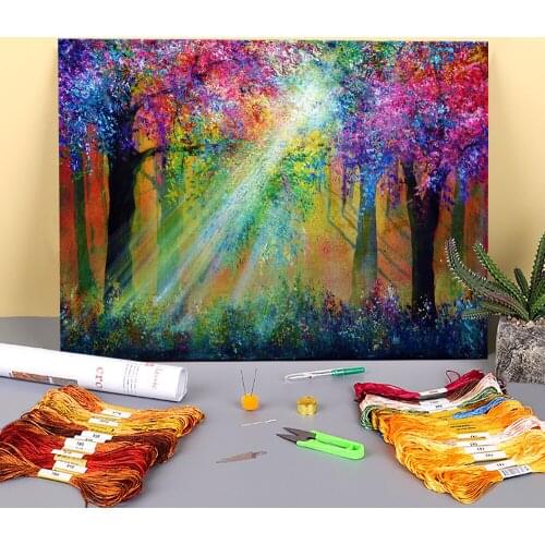 Natural Scenery Another Season Printed Fabric 11CT Cross-Stitch Set DIY Embroidery DMC Threads Needlework Handmade Jewelry