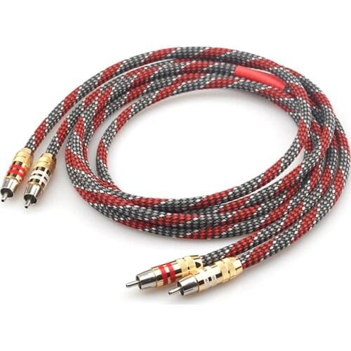 Hifi lava red 4N OFC Silver plated conductor RCA to RCA male AMP CD DVD player Speaker Interconnector RCA Signal cable line wire
