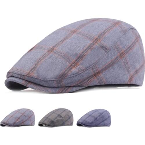 HT2613 Berets Vintage Plaid Men Women Cap Retro Cabbie Gastby Cap Artist Painter Hat Beret Cap Adjustable Ivy Newsboy Flat Cap
