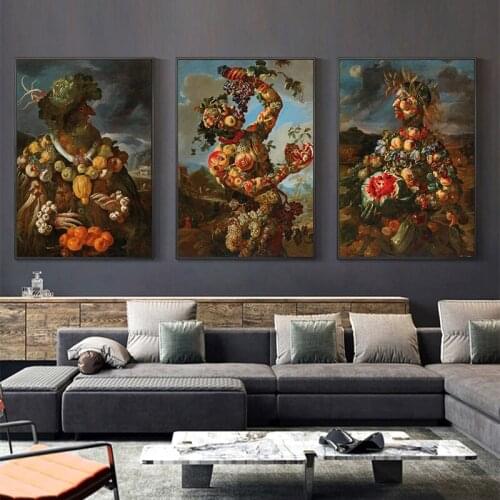 Classical Oil Painting Flowers and Fruits Spring Print Canvas Poster Wall Art for Living Dining Room Home Decoration Abstract