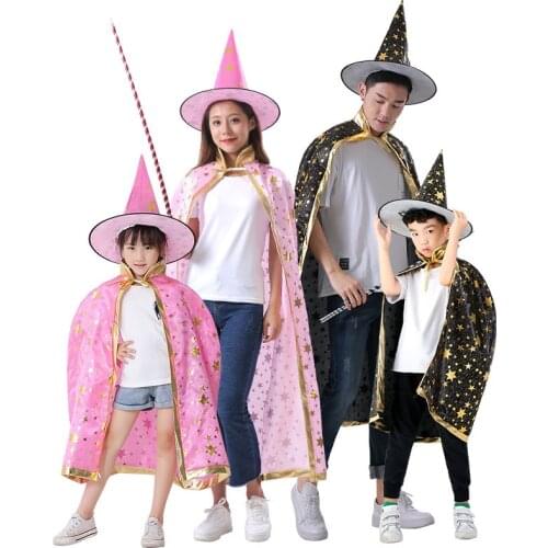 Witch hat Set Happy Halloween adult child Cloak Costume Children Shawl Clothing Halloween Cloak Cosplay props children gifts