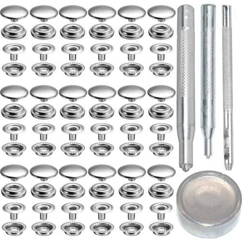 Meetee 15mm Stainless Steel Silver Fastener Snap Buttons Press Stud Button DIY Bags Leather Craft Sewing Garment Accessories