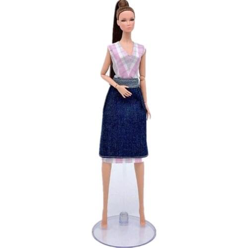 Fashion Plaid Dress & Denim Jeans Skirt For Barbie Clothes Set 1/6 BJD Dolls Accessories 11.5" Doll house Kid DIY Toy Girl Gifts