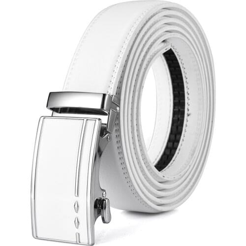 140 150 160 180cm White Automatic Buckle Designer Belts Men Genuine Leather Belt Luxury Brand Cowskin Waist Strap Ceinture Homme