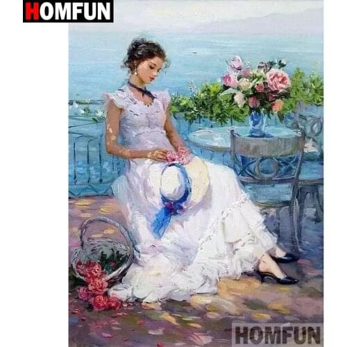 HOMFUN Full Square/Round Drill 5D DIY Diamond Painting "Beauty" Embroidery Cross Stitch 5D Home Decor A08880