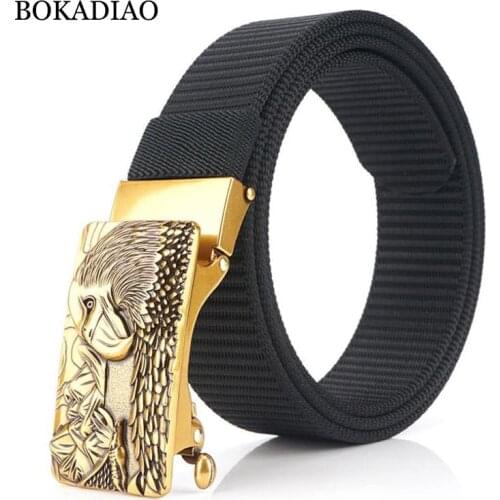 BOKADIAO Men&women Nylon Belt luxury Metal Automatic Buckle Belts for men fashion jeans waistband Wild casual canvas male strap