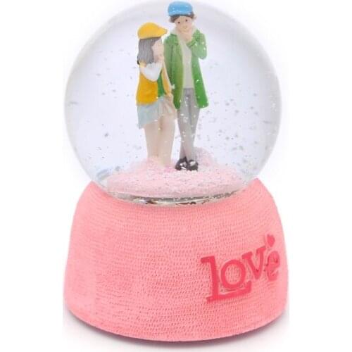 Romantic Lovers Big size Snow Globe Musical Luminous Glass Globe