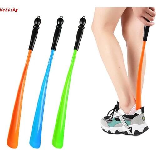 Plastic Extra Long Shoehorn Lazy Shoe Helper Long Handle Shoes Lifter Pull Shoehorn Slip Handle Long Shoehorn Random Color