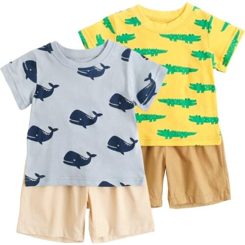 Sanlutoz Toddler Boys Clothes Sets Cotton Animal Short Sleeve Infants Clothing Fashion 2pcs