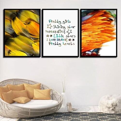 Yellow Feather Modern Canvas Painting Wall Pictures Wall Art Canvas Print Pictures for Wall Decoration B5268
