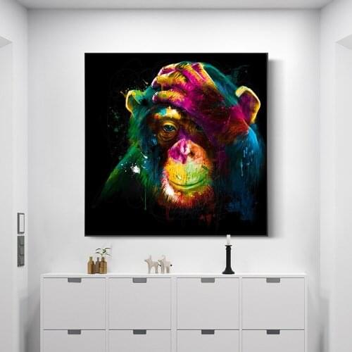 Modern Monkey Griffiti Art Canvas Paintings On the Wall Art Posters And Prints Animals Street Art Pictures Home Wall Decoration