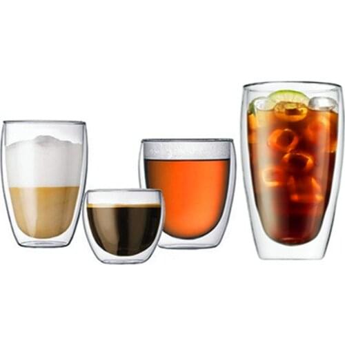 Double Wall Glass Cup Handmade Heat Resistant Espresso Coffee Cups Tea Drink Cup Transparent Glass Cups Drinkware Wine glasses