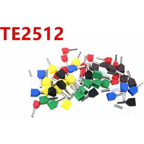 TE2512 double pipe Insulated cold press Terminal Copper Crimp Connector 100PCS