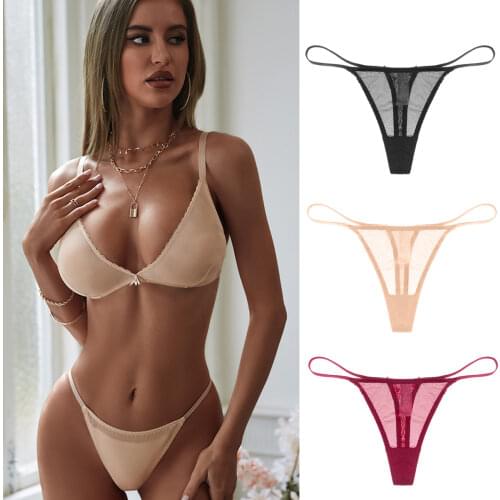 Varsbaby Sexy Lace Thong Women Transparent Low Waist Underpant Panties Female Seamless G-String Underwear Lingerie
