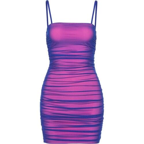 Womens Sexy Fashion Dress Ruched Slip Dress Summer Beach Club Spaghetti Straps Bodycon Mini Dresses