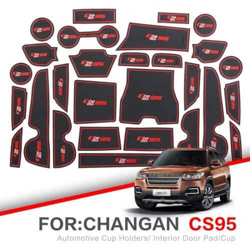 ZUNDUO For CHANGAN CS95 2017-2019 Gate slot pad Automobile Dust mats Cup Holders Car Mat Anti Slip , Non-slip RED WHITE