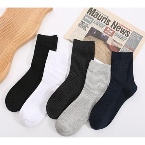 1pair Mens Cotton Socks Breathable Business Stocking Hosiery Crew Middle Tube Sweat Absorbing Soft Dress Sox Solid Free Shipping