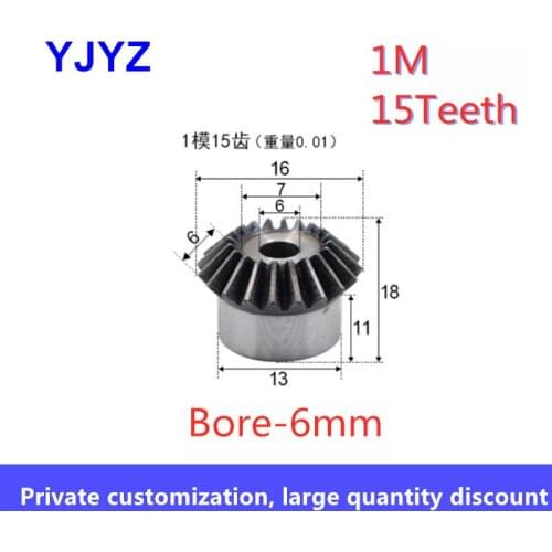 1pc 6mm Metal Bevel Gears 1 Module 15 Teeth With Inner Hole 6mm 90 Degree Drive Commutation