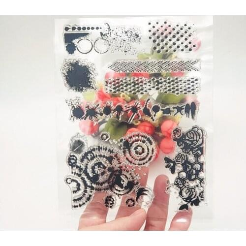 1pc Kawaii Ink Flower Silicone Clear Seal Stamp DIY Scrapbooking Embossing Photo Album Decor Rubber Stamp Art Handmade Puzzle