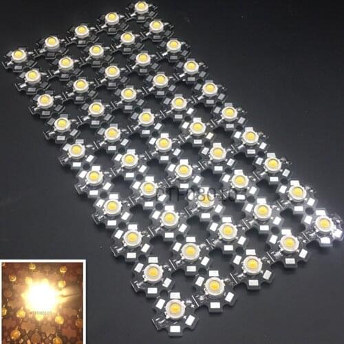 100Pcs/lot 1W 3W High Power LED Lamp Beads 3.0V-3.6V SMD Chip LED Diodes Bulb Warm White