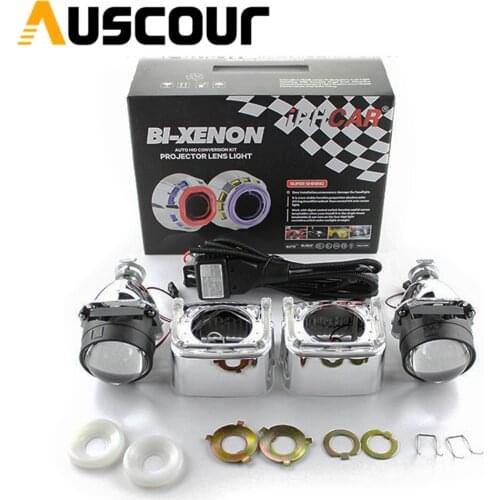 2.5inch U shape h1 mini Bi xenon hid Projector lens for led day running white angel eyes H1 H4 H7 retrofit car assembly kit