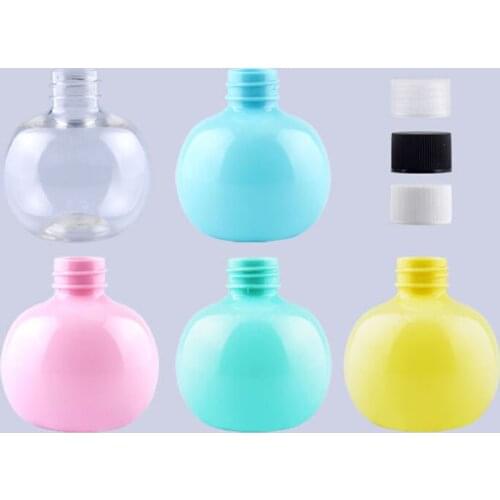 30 X 120ml Macaron Colorful Ball Shape Lotion Refillable PET Empty Plastic Bottle With Black White Transparent Plastic Screw Lid