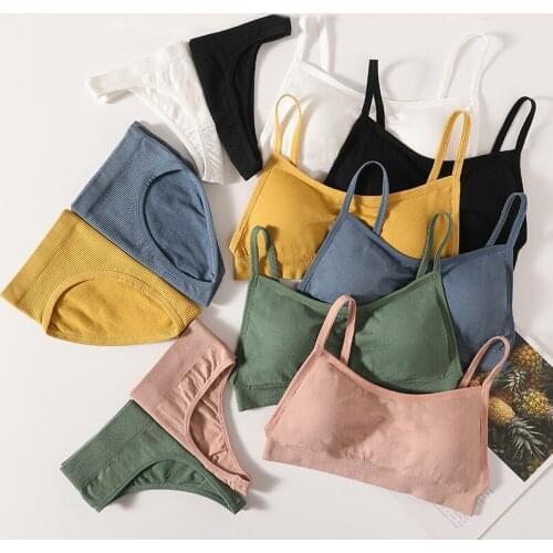 4pcs Women Bra Set G-String Push Up Bra Crop Top Female Seamless Panties Underwear Brassiere Active Bra Lingerie Set Sexy Briefs